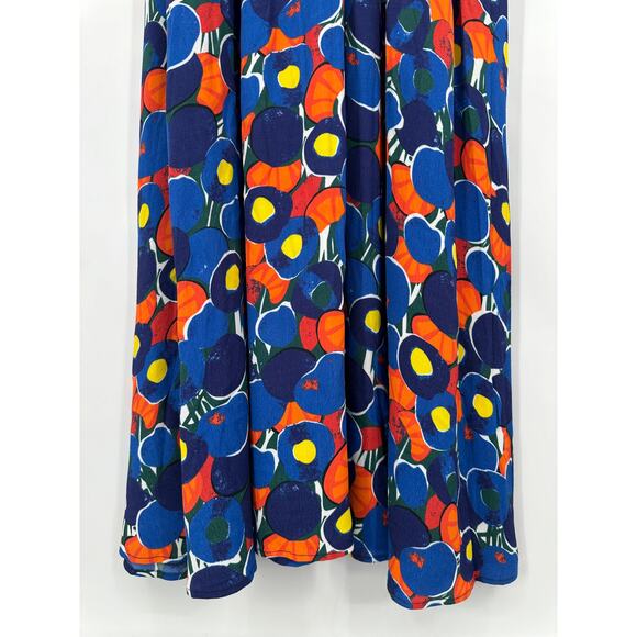 STAUD Affogato Maxi Dress V-Neck Balloon Sleeve Fruit Print Belted, Blue NWT - Picture 9 of 16